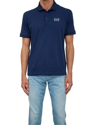 Polo uomo EA7 Emporio Armani Tennis Club in cotone stretch blu in UOMO