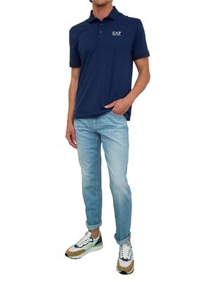 Polo uomo EA7 Emporio Armani Tennis Club in cotone stretch blu in UOMO