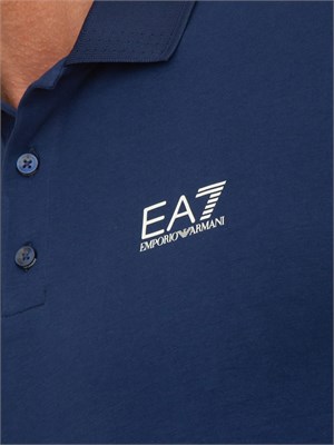Polo uomo EA7 Emporio Armani Tennis Club in cotone stretch blu in UOMO