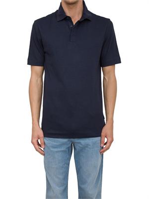 Polo Boss blu realizzata in maglia fine leggermente elasticizzata. in UOMO