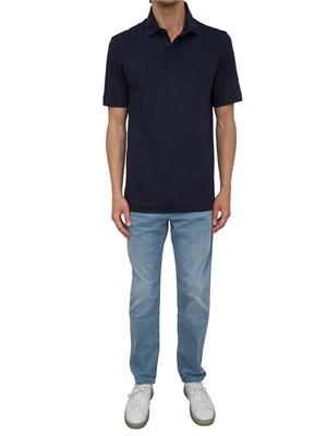 Polo Boss blu realizzata in maglia fine leggermente elasticizzata. in UOMO