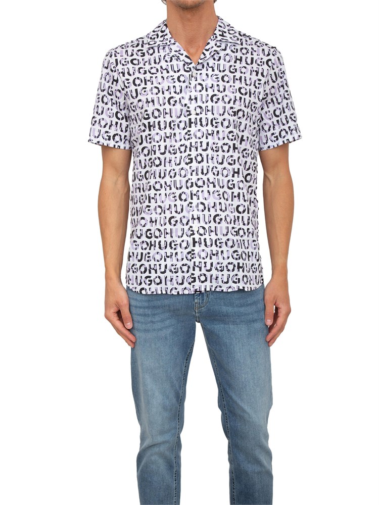 Camicia maniche corte Hugo Boss uomo con stampa logo all over