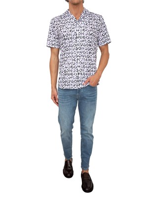 Camicia maniche corte Hugo Boss uomo con stampa logo all over in UOMO