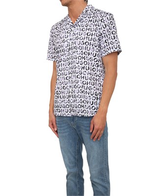 Camicia maniche corte Hugo Boss uomo con stampa logo all over in UOMO