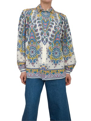 Camicia fantasia Paisley Etro in mussola di cotone e seta con arricciature in DONNA