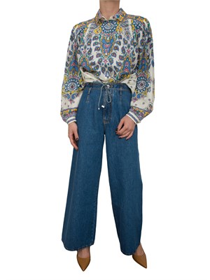 Camicia fantasia Paisley Etro in mussola di cotone e seta con arricciature in DONNA