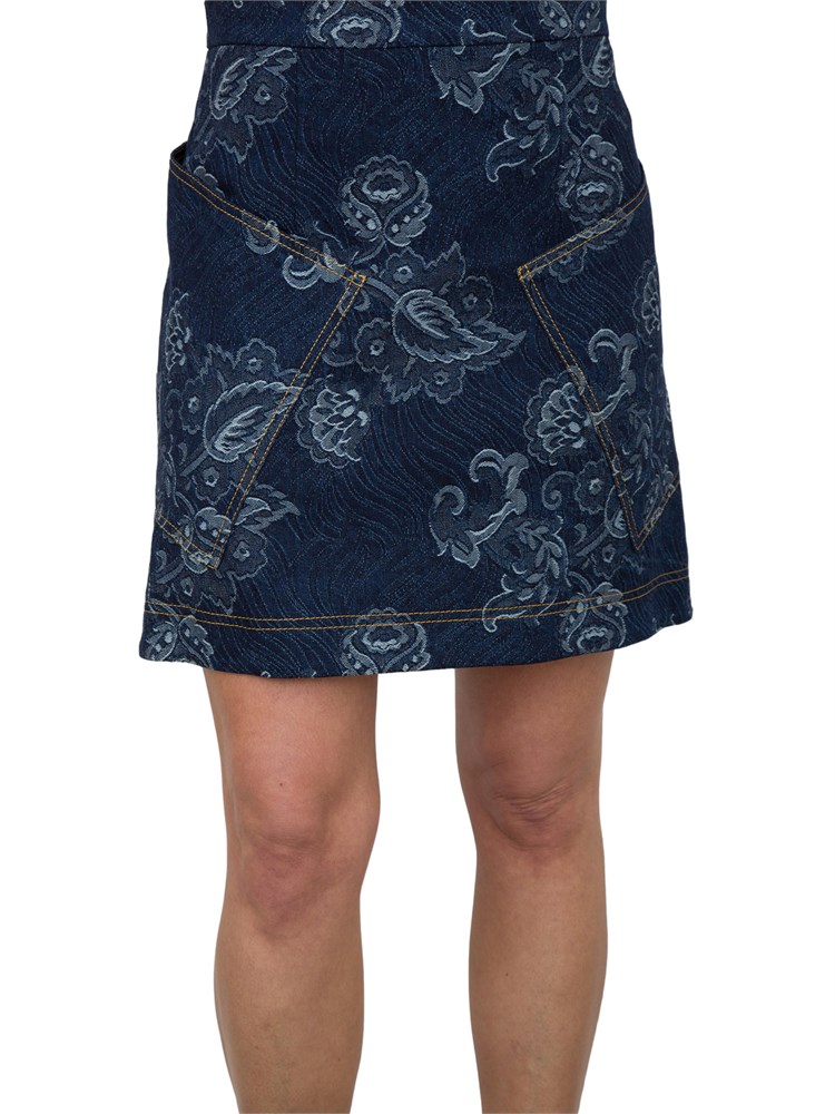 Gonna Etro denim con motivo floreale jacquard