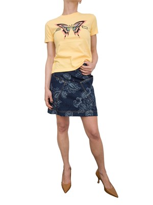 Gonna Etro denim con motivo floreale jacquard in DONNA