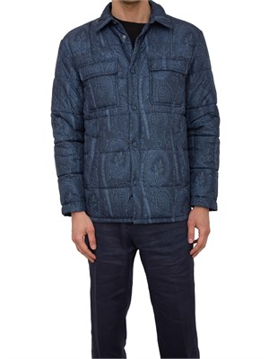 Giacca imbottita Etro uomo in fantasia Paisley blu all-over in UOMO