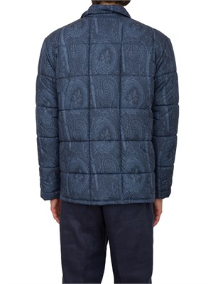 Giacca imbottita Etro uomo in fantasia Paisley blu all-over in UOMO