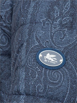 Giacca imbottita Etro uomo in fantasia Paisley blu all-over in UOMO