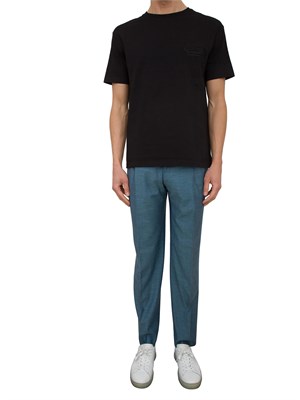 Pantaloni azzurri Etro uomo in misto lino con piega stirata in UOMO