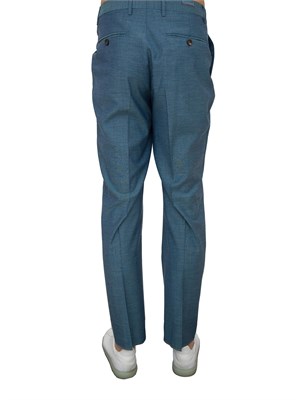 Pantaloni azzurri Etro uomo in misto lino con piega stirata in UOMO