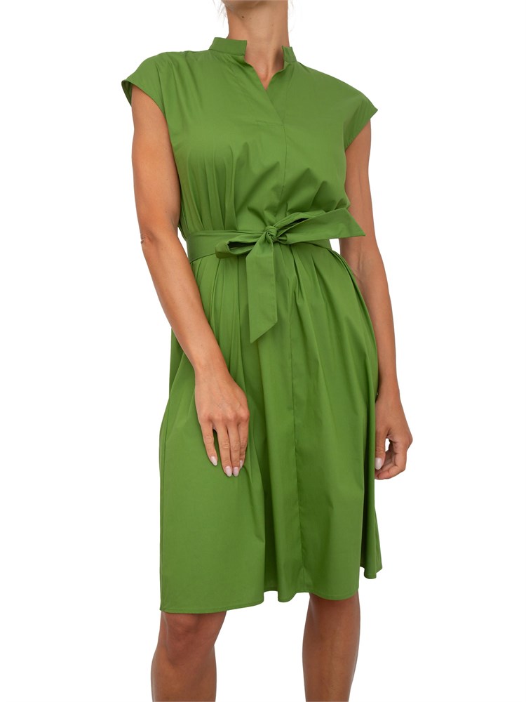 Abito svasato Emme Marella in popeline stretch verde