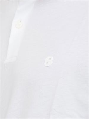 Polo Boss in cotone bianco con stampa logo a rilievo in UOMO