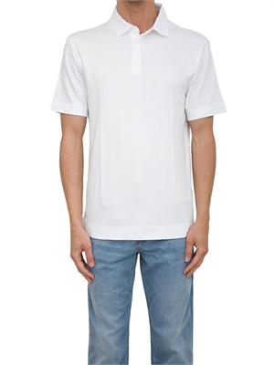Polo Boss bianco realizzata in maglia fine leggermente elasticizzata. in UOMO