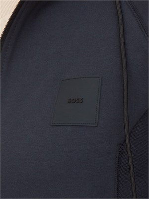 Felpa con cappuccio Boss blu con zip e toppa con logo in UOMO