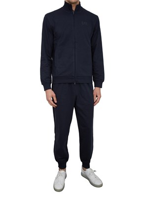 EA7 EMPORIO ARMANI Tuta Ea7 full zip Visibility in cotone blu in UOMO