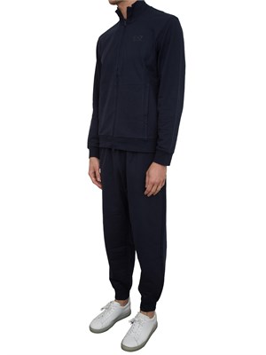 EA7 EMPORIO ARMANI Tuta Ea7 full zip Visibility in cotone blu in UOMO
