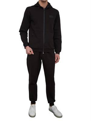 EA7 EMPORIO ARMANI Felpa con cappuccio EA7 in interlock di misto cotone nero in UOMO