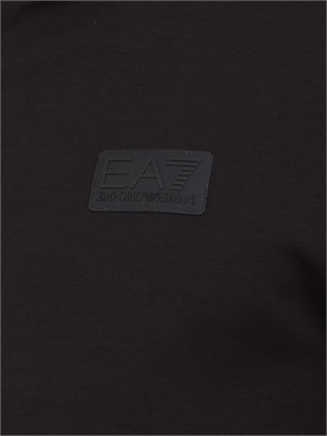 EA7 EMPORIO ARMANI Felpa con cappuccio EA7 in interlock di misto cotone nero in UOMO