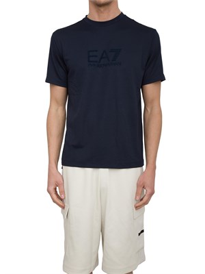 EA7 EMPORIO ARMANI T-shirt EA7 Lux Identity in jersey di misto modal blu in UOMO