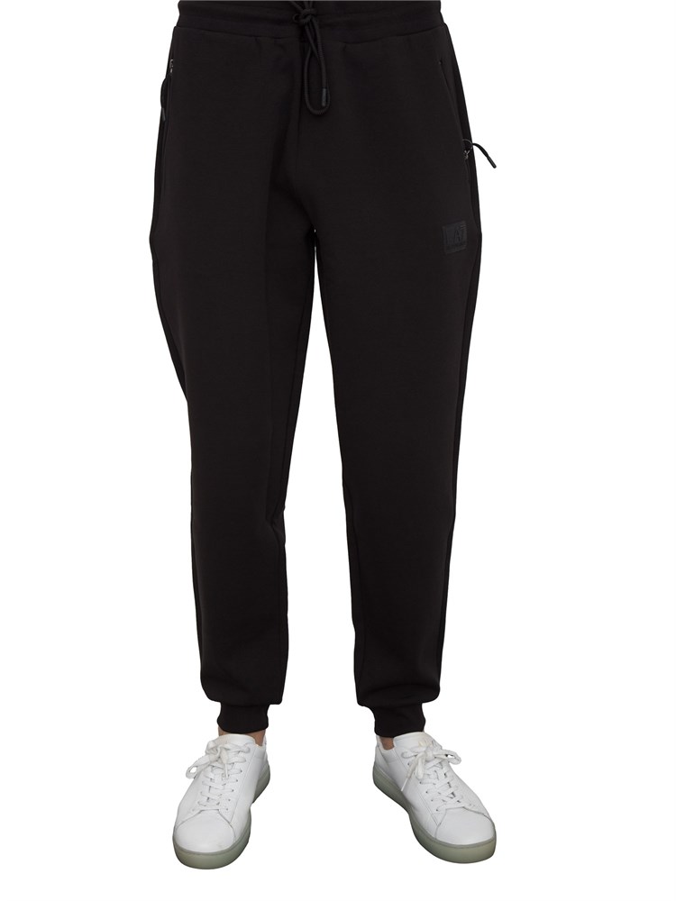 EA7 EMPORIO ARMANI Pantalone EA7 in interlock di misto cotone nero