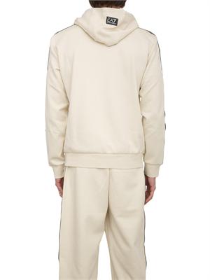 EA7 EMPORIO ARMANI Felpa con cappuccio  EA7 Logo Series in jersey di cotone avorio in UOMO