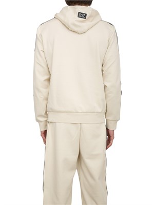EA7 EMPORIO ARMANI Felpa con cappuccio  EA7 Logo Series in jersey di cotone avorio in UOMO