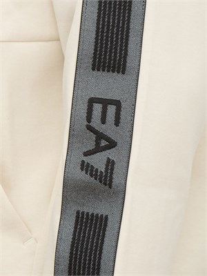 EA7 EMPORIO ARMANI Felpa con cappuccio  EA7 Logo Series in jersey di cotone avorio in UOMO