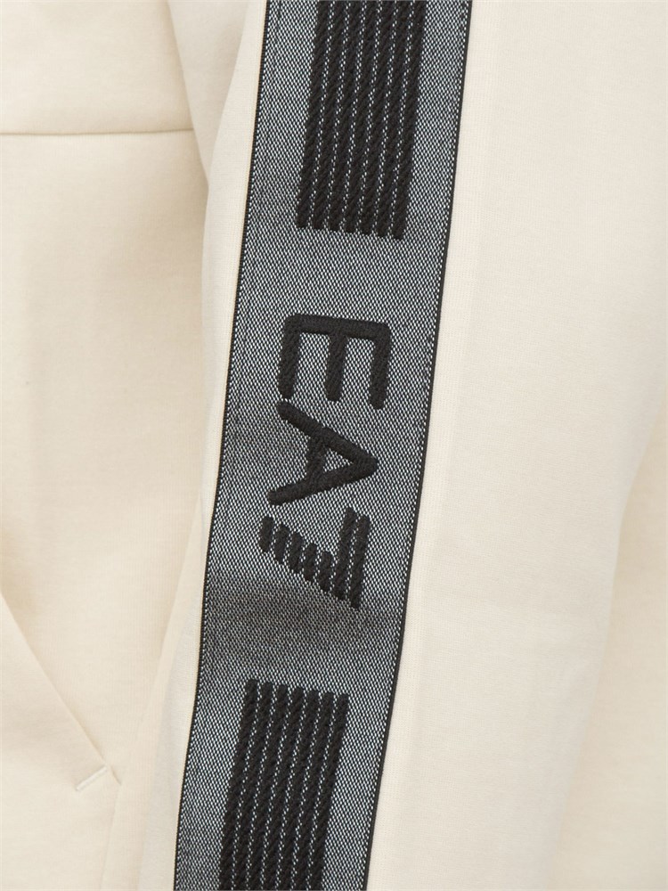 EA7 EMPORIO ARMANI Felpa con cappuccio  EA7 Logo Series in jersey di cotone avorio