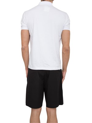 Polo uomo Ea7 Emporio Armani Premium Shield in viscosa bianca con zip a contrasto in UOMO