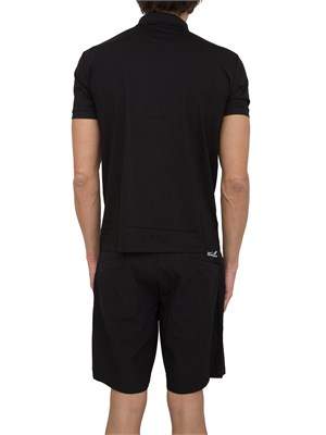 Polo uomo Ea7 Emporio Armani Premium Shield in viscosa nera con zip a contrasto in UOMO