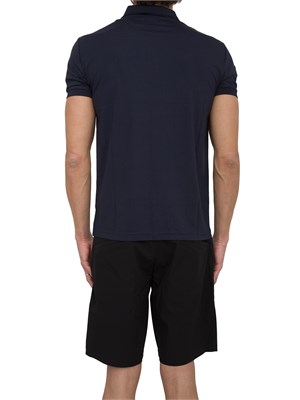 Polo uomo Ea7 Emporio Armani Premium Shield in viscosa blu con zip a contrasto in UOMO