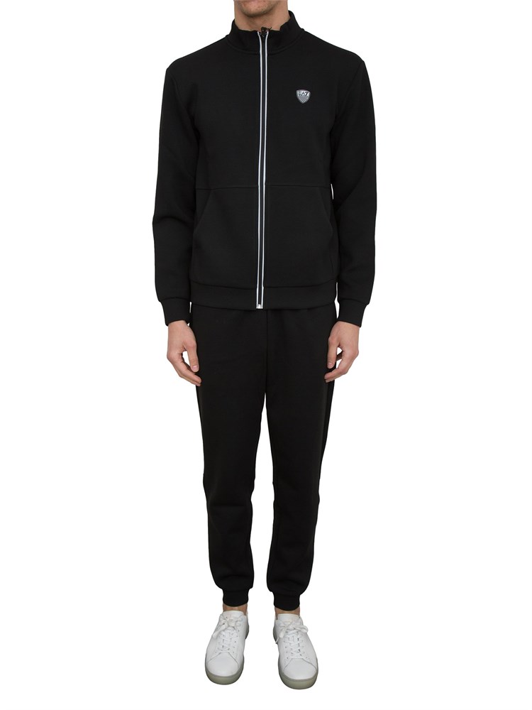 EA7 EMPORIO ARMANI Tuta sportiva Ea7 in misto viscosa con felpa full zip e pantaloni nero