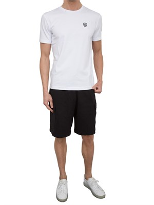 EA7 EMPORIO ARMANI T-shirt EA7 girocollo Premium Shield in misto viscosa stretch bianco in UOMO