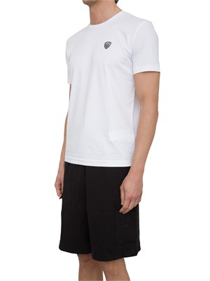 EA7 EMPORIO ARMANI T-shirt EA7 girocollo Premium Shield in misto viscosa stretch bianco in UOMO