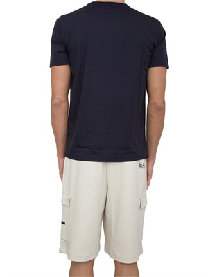 EA7 EMPORIO ARMANI T-shirt EA7 girocollo Premium Shield in misto viscosa stretch blu in UOMO