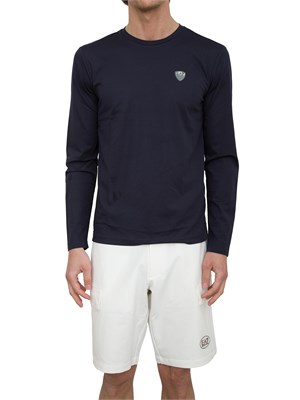 EA7 EMPORIO ARMANI T-shirt Ea7 a maniche lunghe in jersey stretch blu in UOMO