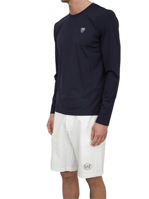 EA7 EMPORIO ARMANI T-shirt Ea7 a maniche lunghe in jersey stretch blu in UOMO