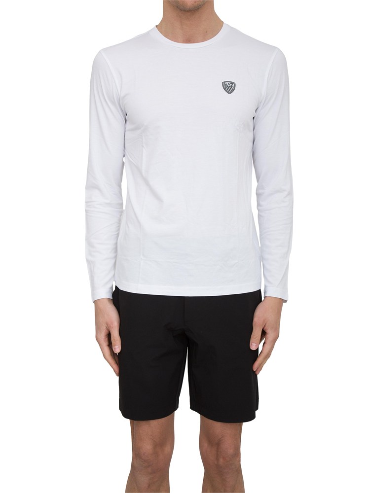EA7 EMPORIO ARMANI T-shirt Ea7 a maniche lunghe in jersey stretch bianco