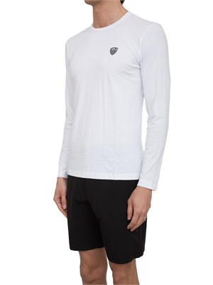 EA7 EMPORIO ARMANI T-shirt Ea7 a maniche lunghe in jersey stretch bianco in UOMO
