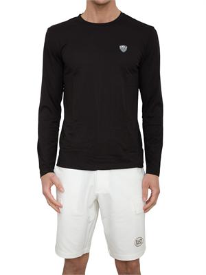 EA7 EMPORIO ARMANI T-shirt Ea7 a maniche lunghe in jersey stretch nero in UOMO