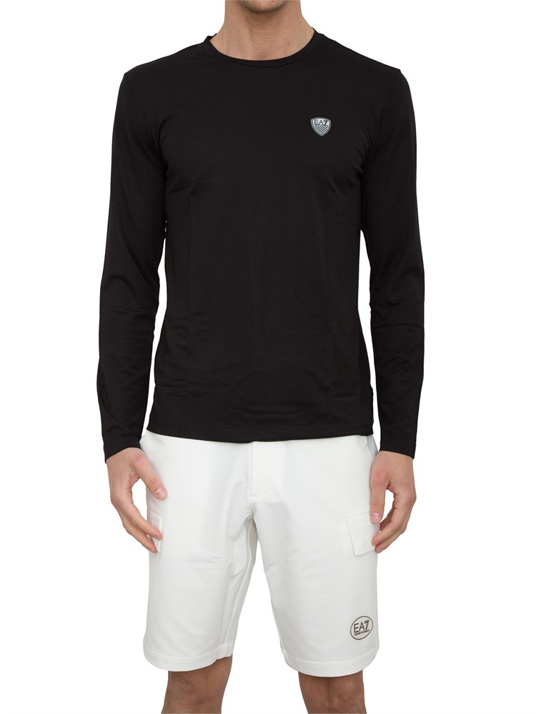 EA7 EMPORIO ARMANI T-shirt Ea7 a maniche lunghe in jersey stretch nero
