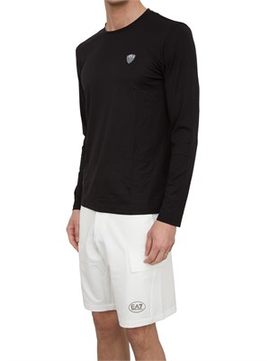 EA7 EMPORIO ARMANI T-shirt Ea7 a maniche lunghe in jersey stretch nero in UOMO