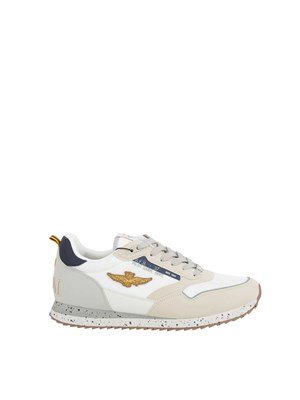 Sneaker bianca Aeronautica Militare in suede in UOMO