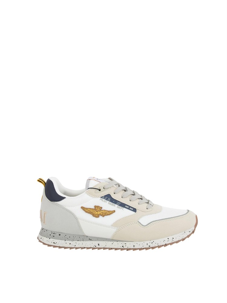 Sneaker bianca Aeronautica Militare in suede
