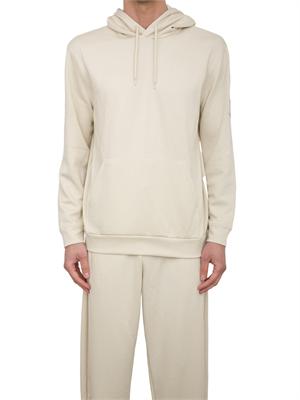 EA7 EMPORIO ARMANI Felpa con cappuccio EA7 Core Identity Unisex in misto viscosa stretch avorio in UOMO