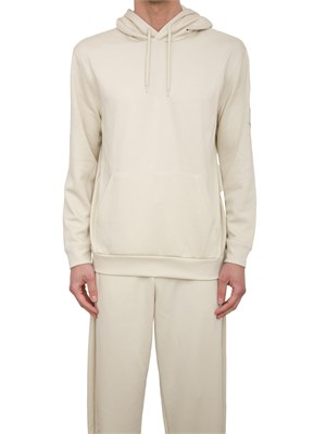 EA7 EMPORIO ARMANI Felpa con cappuccio EA7 Core Identity Unisex in misto viscosa stretch avorio in UOMO