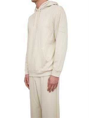 EA7 EMPORIO ARMANI Felpa con cappuccio EA7 Core Identity Unisex in misto viscosa stretch avorio in UOMO
